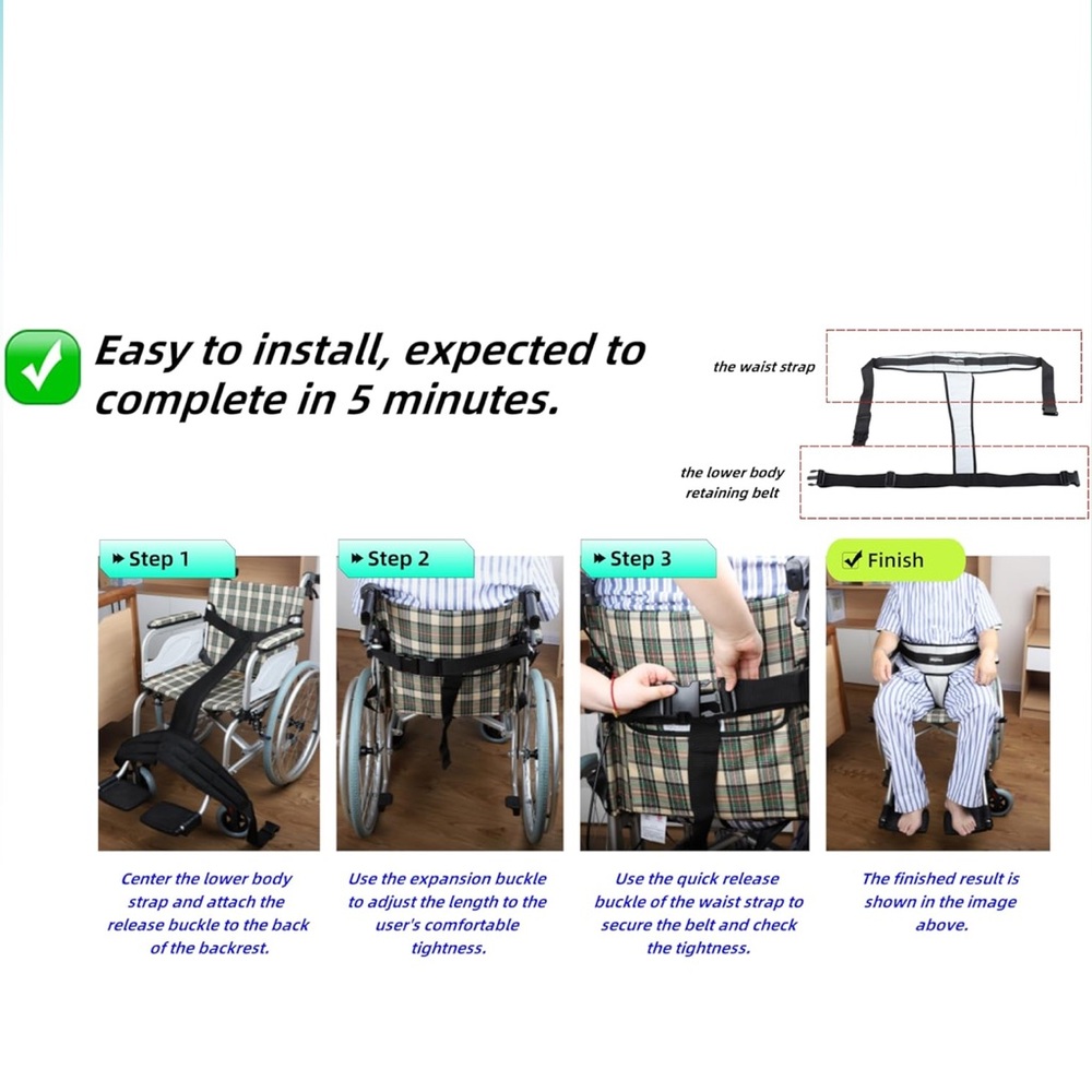 NWOT Adjustable Wheelchair Harness/Restraint Device to Prevent Tilt or Fall - Picture 2 of 7